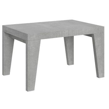 Mesa De Comedor Extensible De Madera Naxo.-color Gris Cemento-soporte 2 Pies-alargaderas -ancho Extensible