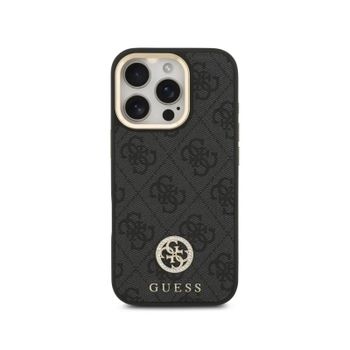 Guess Funda Para Iphone 16 Pro – Carcasa Con Magsafe Negra Con Logo 4g De Strass Y Correa Ancha, Diseño Elegante Y Ajuste Preciso