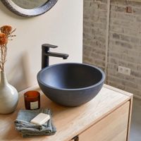 lavabo redondo de terrazo negro   36 cm