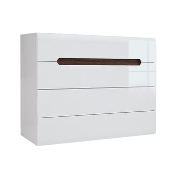 Cómoda 4 cajones lacado y madera paneles de mdf blanco