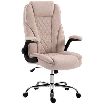 HOMCOM Sillón de Oficina Silla de Oficina Ergonómica con Altura Regulable y Reposabrazos Abatibles 70x70x114-122 cm Rosa   Aosom España