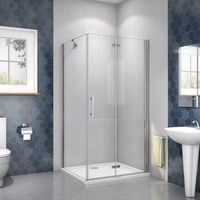 aica mampara de ducha frontal plegable y panel lateral una barra 45cm perfil cromado vidrio antical 6mm 740-760x680-700x1850mm