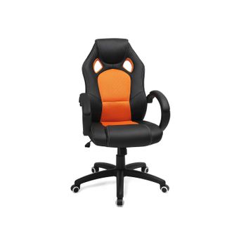 Silla de Oficina Ergonómica Regulable, Negro + Naranja