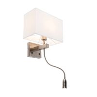 lampara de pared moderna de acero con pantalla blanca