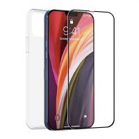 muvit for change funda para apple iphone 14  protector cristal templado plano marco negro