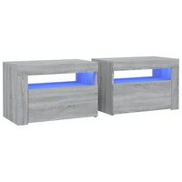 mesitas de noche con led 2 unidades gris sonoma 60x35x40 cm vidaxl
