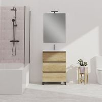 conjunto de bano wink  70 cm nature  tres cajones  lavabo empotrado  mueble montado  no incluye espejo  alday