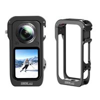 carcasa protectora metalica tipo jaula de conejo horizontalvertical para camara insta360 x6 con soporte cold shoe y puerto de tornillo de 14