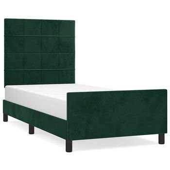 Estructura De Cama Sin Colchón Terciopelo Verde Oscuro 90x190cm Vidaxl