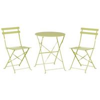 conjunto de balcon de metal verde lima mesa redonda sillas de acero exterior fiori