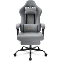 silla gaming con funcion de masaje silla para gamers con soporte lumbar masajeable tejido de malla gris y amarillo