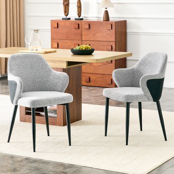Set De 2 Sillas - Sillas De Comedor - Tejido Y Metal - Gris Y Negro (53x56.5x83cm)