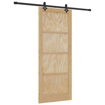 Puerta Corredera Natural Y Negro 86 X 211 Cm Vidaxl