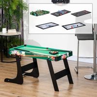 mesa multijuego homcom mdf resina acero inoxidable118x104x71cmnegro