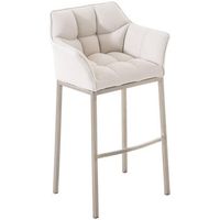 taburete de bar damaso tela con base de cuatro patas blanco 48x64x110 cm clp