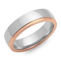 anillo de acero inoxidable chapado en oro pulido 6 mm de ancho