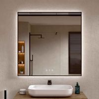 espejo bano led regulable antivaho negro 70 x 80 cm al x an bellobath