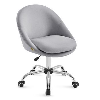 Silla De Oficina En Casa Acolchada Giratoria Escritorio Ajustable Estudio - Gris