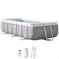intex - piscina desmontable rectangular prism frame de hasta 5 metros incluye depuradora y escalera color gris resistente y duradera 6 anos 45-60 min montaje piscinas desmontables grandes