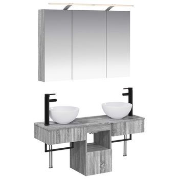 Juego De Muebles De Baño 4 Pcs Sonoma Gris 100 X 14,5 X 70 Cm Vidaxl