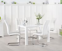 atlanta 120cm white high gloss dining table with lorin chairs