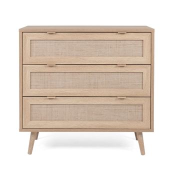 Cómoda 3 cajones 80 cm - impresión efecto ratán