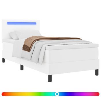 Cama Tipo Box Spring Con Tiras Led 100 X 200 Cm Cuero Sintético Vidaxl