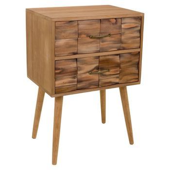 Mesita De Noche De Madera De 2 Cajones