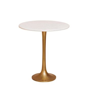 Mesa auxiliar de mármol blanco y dorado
