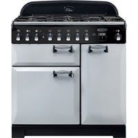 rangemaster elan deluxe ela90dffrp 90 cm dual fuel ranger cooker - pearl  chrome red