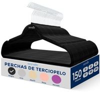 pack 150 ganchos de terciopelo premium antideslizantes con gancho metalico giratorio de 360 para trajes sueteres pantalones y vestidos  serenelife sl-velvet150 morado