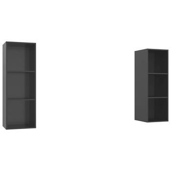 2 Uds Muebles Tv De Pared | Mueble De Salón | Armario Tv Madera Ingeniería Gris Brillo