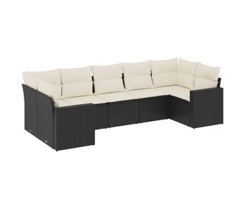 Vidaxl set de comedor de jardín 7 pzas y cojines ratán sintético negro