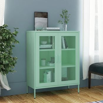 Armario De Almacenamiento | Mueble De Almacenamiento Acero Verde Mint 80x35x101,5 Cm Cfw739851