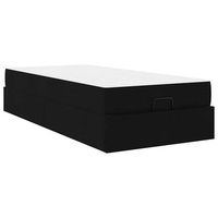 estructura de cama con colchon negro 90 x 200 cm tela