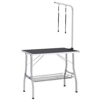 Mesa De Aseo Ajustable Para Perros Con 2 Lazos Y Cesta