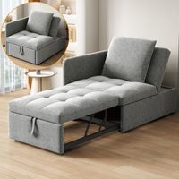 cama sofa tapizada 3-en-1 de lino con respaldo ajustable para espacios pequenos
