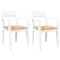 sillas de comedor 2 uds  silla de cocina madera maciza de caucho blanco