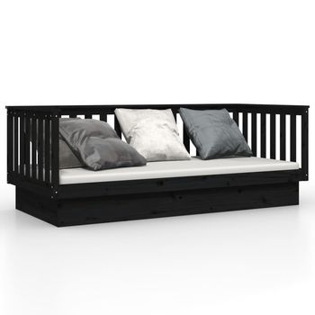 Sofá Cama | Cama Para Adultos De Madera Maciza De Pino Negro 100x200 Cm