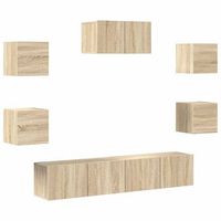 juego de mueble tv 7 uds  mueble de salon  gabinete de tv madera contrachapada roble sonoma