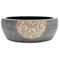 lavabo sobre encimera redondo ceramica marron y negro r41x14 cm vidaxl