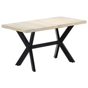 Mesa De Comedor Madera Maciza De Mango Blanqueada 140x70x75 Cm Vidaxl