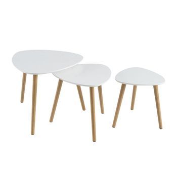 Set De 3 Mesas Nido De Salón Fabricadas En Madera De Pino Blanco, 60x60cm Casaselección
