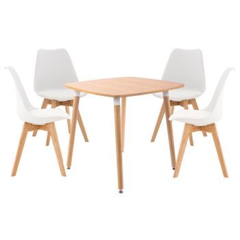 Juego De Comedor Liborg Para Cuatro Personas Madera Natural/blanco Clp