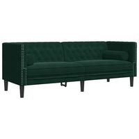 sofa chesterfield 3 plazas con cojines terciopelo verde oscuro vidaxl