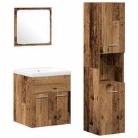 juego de muebles de bano  armario de bano con cajon 4 piezas madera envejecida