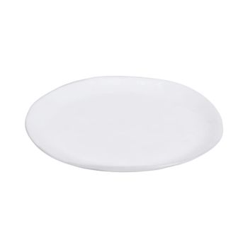 Plato de postre ovalado de porcelana blanca