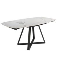 mesa comedor extensible ovalada marmol porcelanico negro o120x90x77