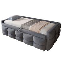 cama plegable 90180x190 doble con cama extraible y somier de laminas terciopelo de peluche gris sin colchonetas