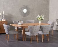 cheadle 130cm oak extending dining table with isobel fabric chairs - grey 4 chairs